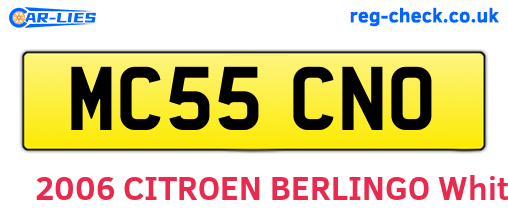 MC55CNO are the vehicle registration plates.