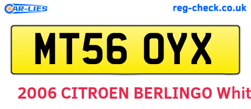 MT56OYX are the vehicle registration plates.