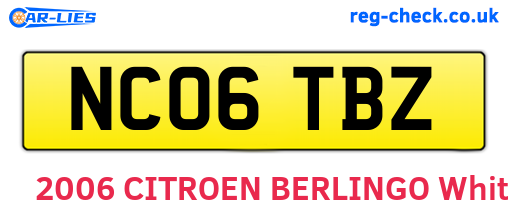 NC06TBZ are the vehicle registration plates.