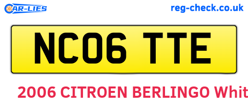 NC06TTE are the vehicle registration plates.