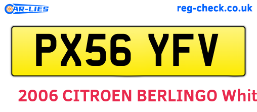 PX56YFV are the vehicle registration plates.
