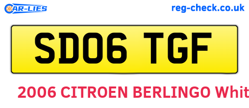 SD06TGF are the vehicle registration plates.