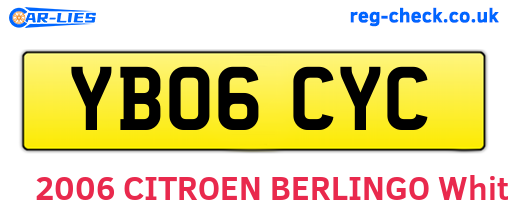 YB06CYC are the vehicle registration plates.