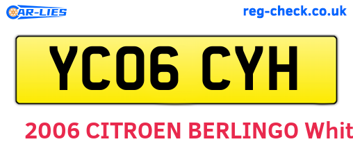 YC06CYH are the vehicle registration plates.
