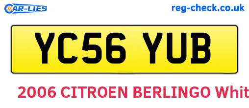YC56YUB are the vehicle registration plates.