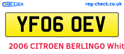 YF06OEV are the vehicle registration plates.