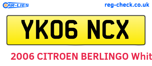 YK06NCX are the vehicle registration plates.
