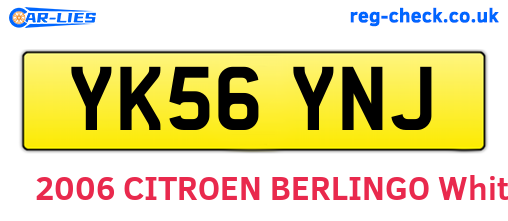 YK56YNJ are the vehicle registration plates.