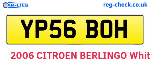 YP56BOH are the vehicle registration plates.