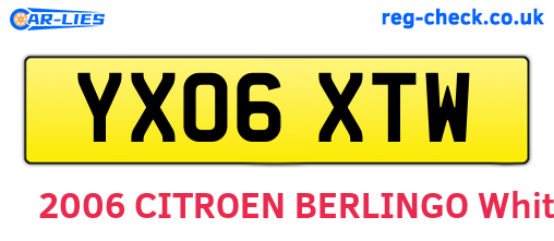 YX06XTW are the vehicle registration plates.