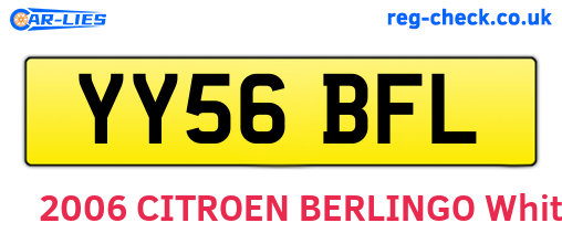 YY56BFL are the vehicle registration plates.