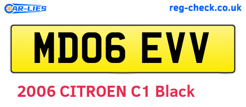 MD06EVV are the vehicle registration plates.