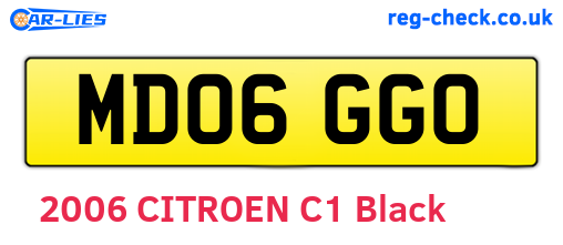 MD06GGO are the vehicle registration plates.