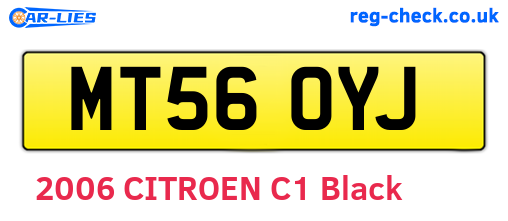 MT56OYJ are the vehicle registration plates.