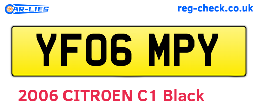 YF06MPY are the vehicle registration plates.