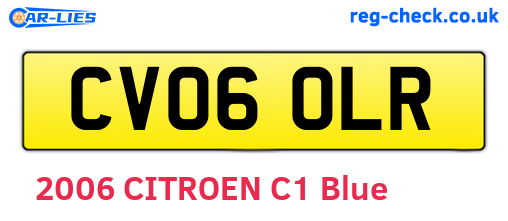 CV06OLR are the vehicle registration plates.