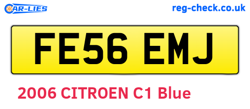 FE56EMJ are the vehicle registration plates.