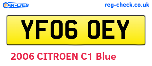 YF06OEY are the vehicle registration plates.