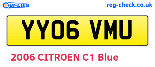 YY06VMU are the vehicle registration plates.
