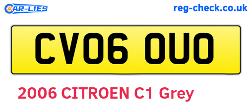 CV06OUO are the vehicle registration plates.