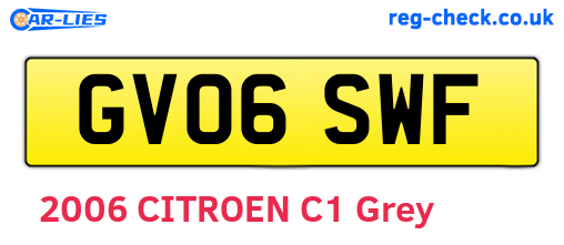 GV06SWF are the vehicle registration plates.
