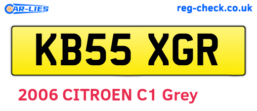 KB55XGR are the vehicle registration plates.