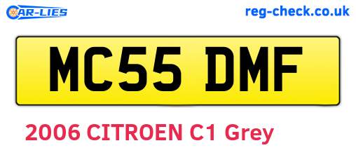 MC55DMF are the vehicle registration plates.
