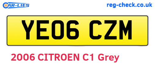 YE06CZM are the vehicle registration plates.
