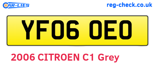 YF06OEO are the vehicle registration plates.