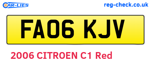 FA06KJV are the vehicle registration plates.