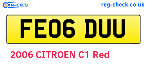 FE06DUU are the vehicle registration plates.