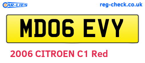 MD06EVY are the vehicle registration plates.