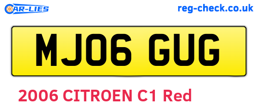 MJ06GUG are the vehicle registration plates.