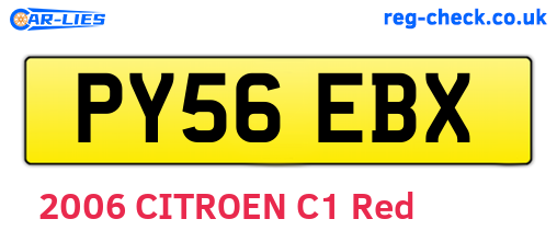 PY56EBX are the vehicle registration plates.