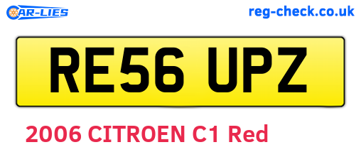 RE56UPZ are the vehicle registration plates.