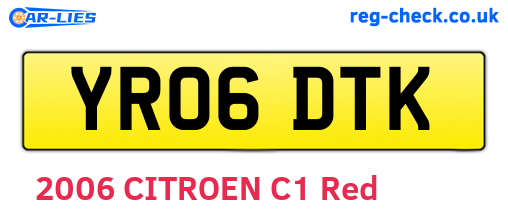 YR06DTK are the vehicle registration plates.