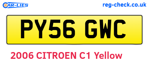 PY56GWC are the vehicle registration plates.