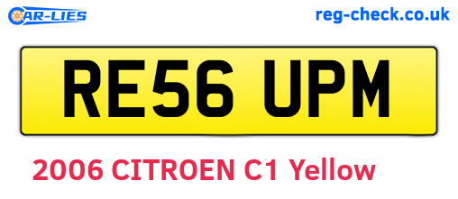 RE56UPM are the vehicle registration plates.