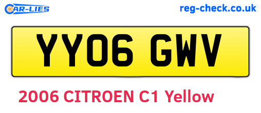 YY06GWV are the vehicle registration plates.
