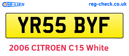 YR55BYF are the vehicle registration plates.