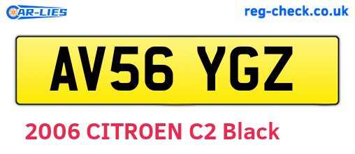 AV56YGZ are the vehicle registration plates.