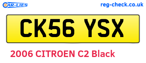 CK56YSX are the vehicle registration plates.