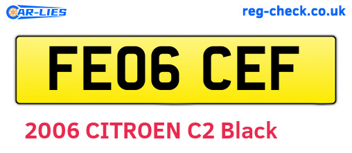 FE06CEF are the vehicle registration plates.