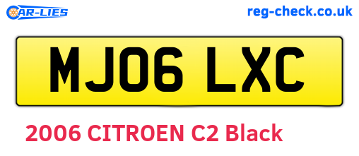 MJ06LXC are the vehicle registration plates.