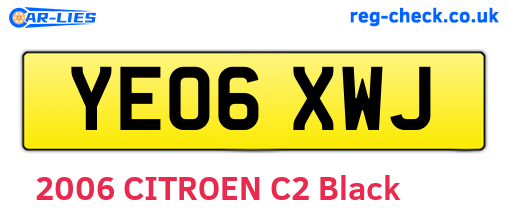YE06XWJ are the vehicle registration plates.