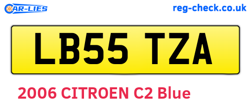 LB55TZA are the vehicle registration plates.