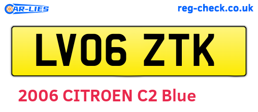 LV06ZTK are the vehicle registration plates.