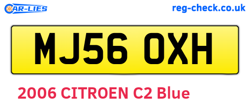MJ56OXH are the vehicle registration plates.