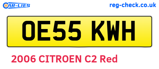 OE55KWH are the vehicle registration plates.