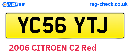 YC56YTJ are the vehicle registration plates.